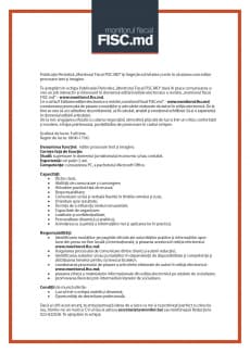 Publicația Periodică „Monitorul Fiscal FISC.MD” își lărgește activitatea și este în căutarea unui editor procesare text și imagine