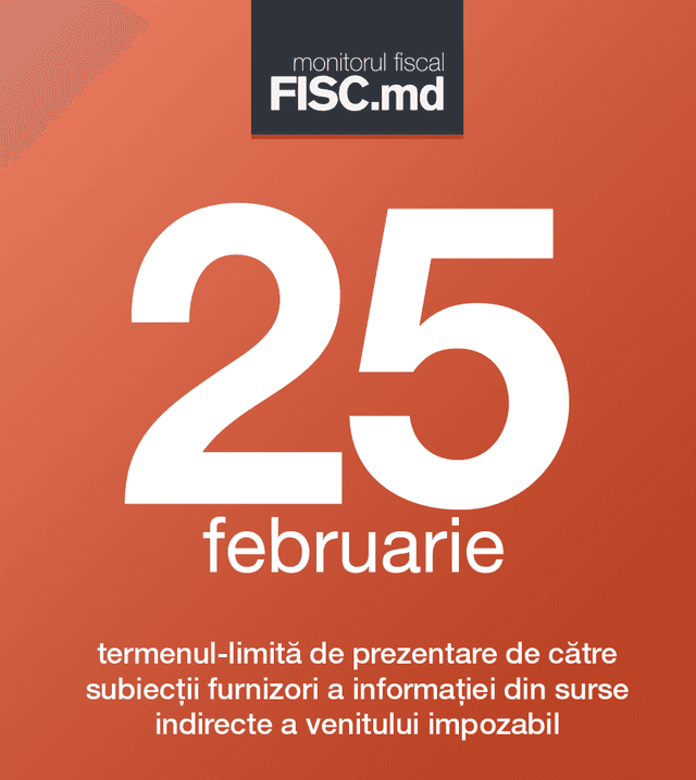 Astăzi expiră termenul de prezentare a informației din surse indirecte