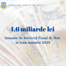 Încasările la bugetul public național administrate de SFS în luna ianuarie 2023