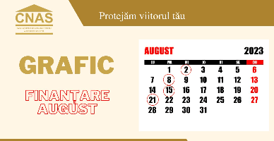 Graficul finanțării prestațiilor sociale pentru luna august